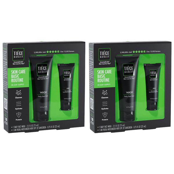 2 Pack - Tiege Hanley Basic Men's Facial Skin Care Set 30-Day 2 Piece Kit Tiege Hanley